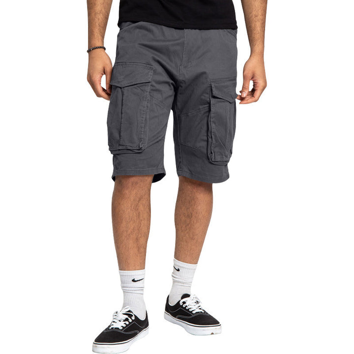 Men's cargo shorts with large flap pockets, straight leg, and loose knee length Mune Fashion