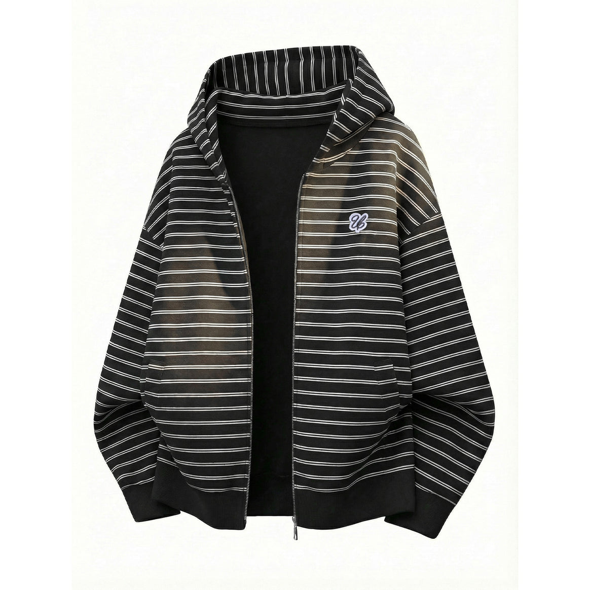Unisex Hoodie Sweat Jacket with Zipper and Fine Stripes Mune Fashion