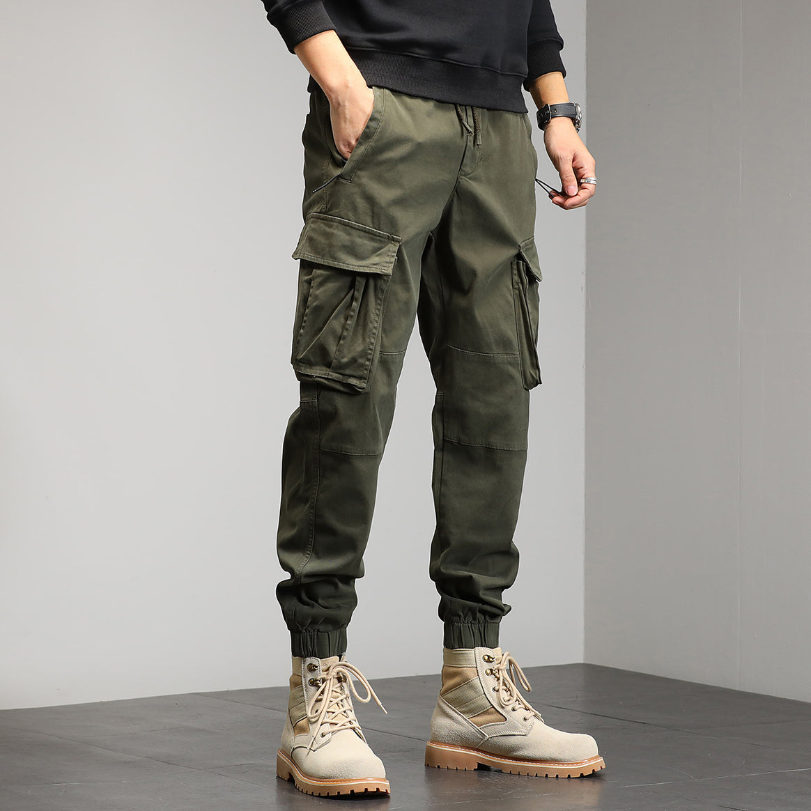 Men's Cargo Jogger Pants with Multi-Pockets and Drawstring Mune Fashion