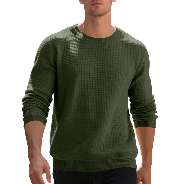 Men's structured knit sweater with waffle texture and round neck Mune Fashion