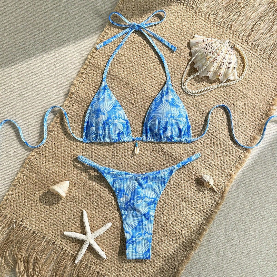 Women sexy triangle bikini with maritime flower design Mune Fashion