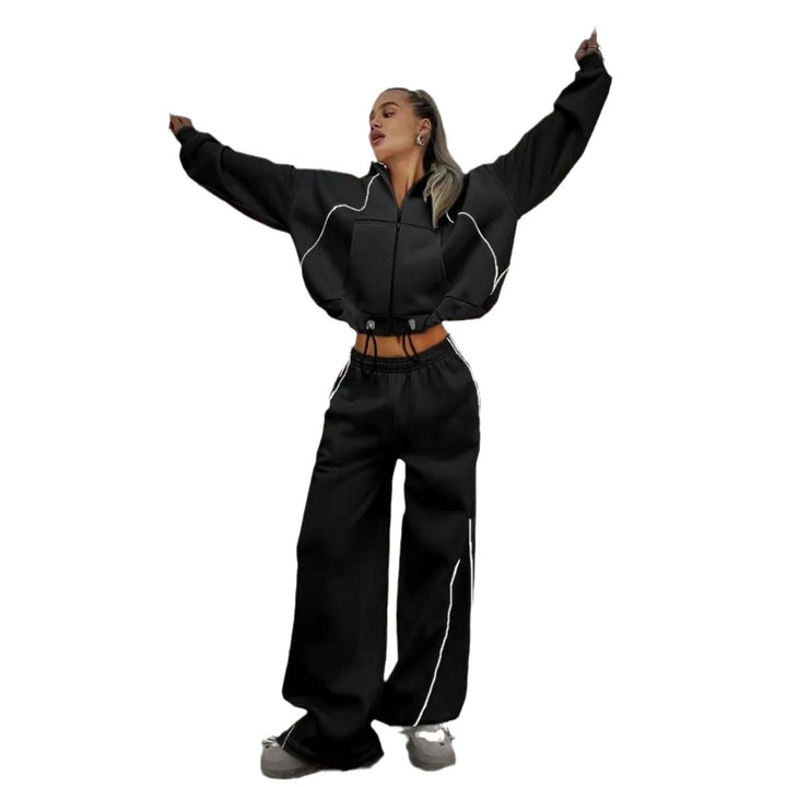 Ladies nan wide oversized tracksuit with zip hooded jacket and extra wide lounge pants Mune Fashion