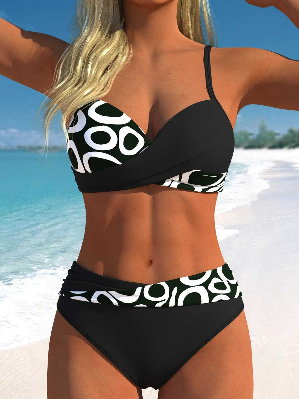 Women’s bikini set with floral wrap pattern and comfortable high-waist briefs Mune Fashion