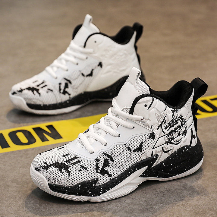 Men's High-Top Basketball Sneaker with Knitted Mesh Upper, Sturdy Heel Cap, and Grippy Profile Sole Mune Fashion