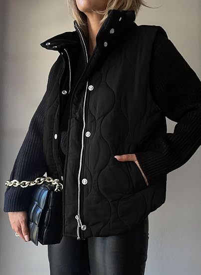 Women's Functional Padded Vest with High Stand-Up Collar, Zipper and Side Pockets Mune Fashion