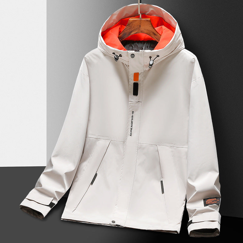 Men's Lightweight Utility Rain Jacket with Hood, Windproof Softshell and Reflective Inserts Mune Fashion
