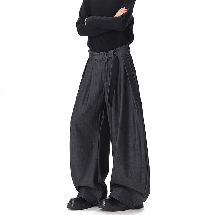 Women Wide Paperbag Pants with High Waist, Pleats and Waist Belt Mune Fashion