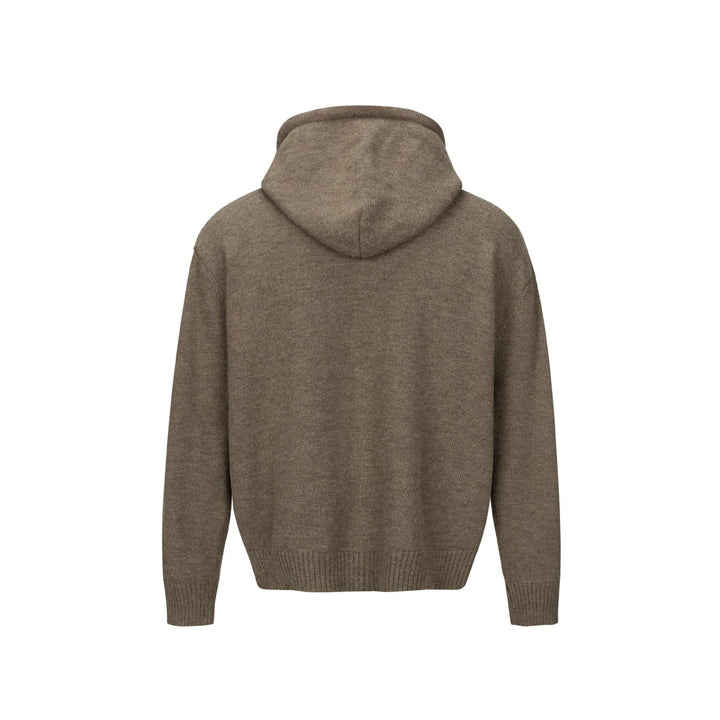 Unisex hooded cardigan with button placket, brushed knit texture and ribbed cuffs Mune Fashion