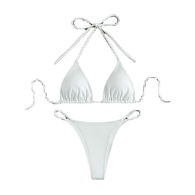 Women's triangle bikini with adjustable ties and stylish ribbed design Mune Fashion