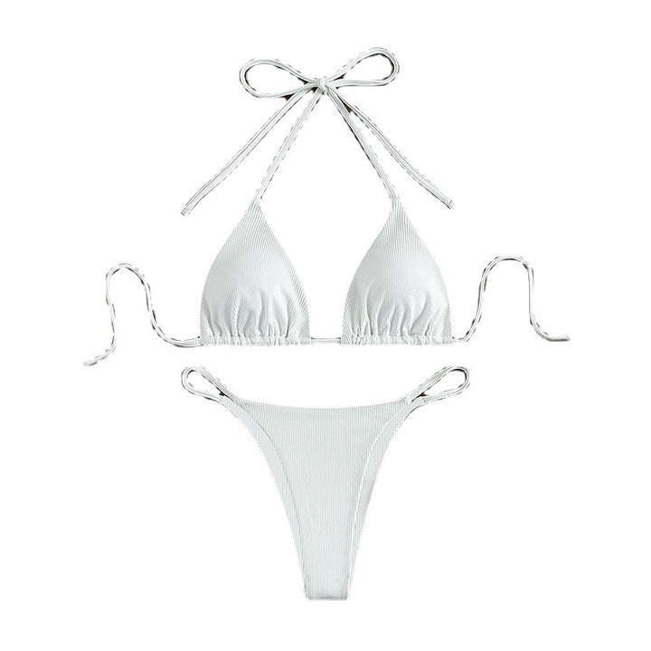 Women's triangle bikini with adjustable ties and stylish ribbed design Mune Fashion