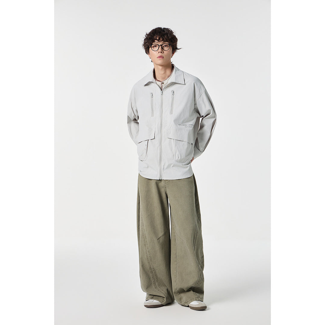 Unisex Technical Overshirt Jacket in Boxy Cut with Front Zipper and Multi-Function Pockets Mune Fashion