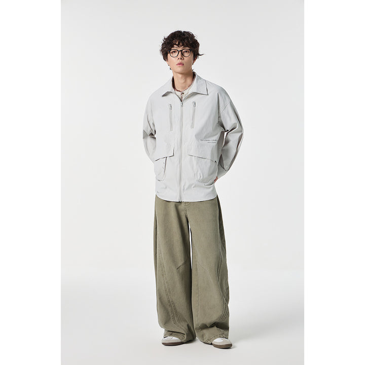 Unisex Technical Overshirt Jacket in Boxy Cut with Front Zipper and Multi-Function Pockets Mune Fashion