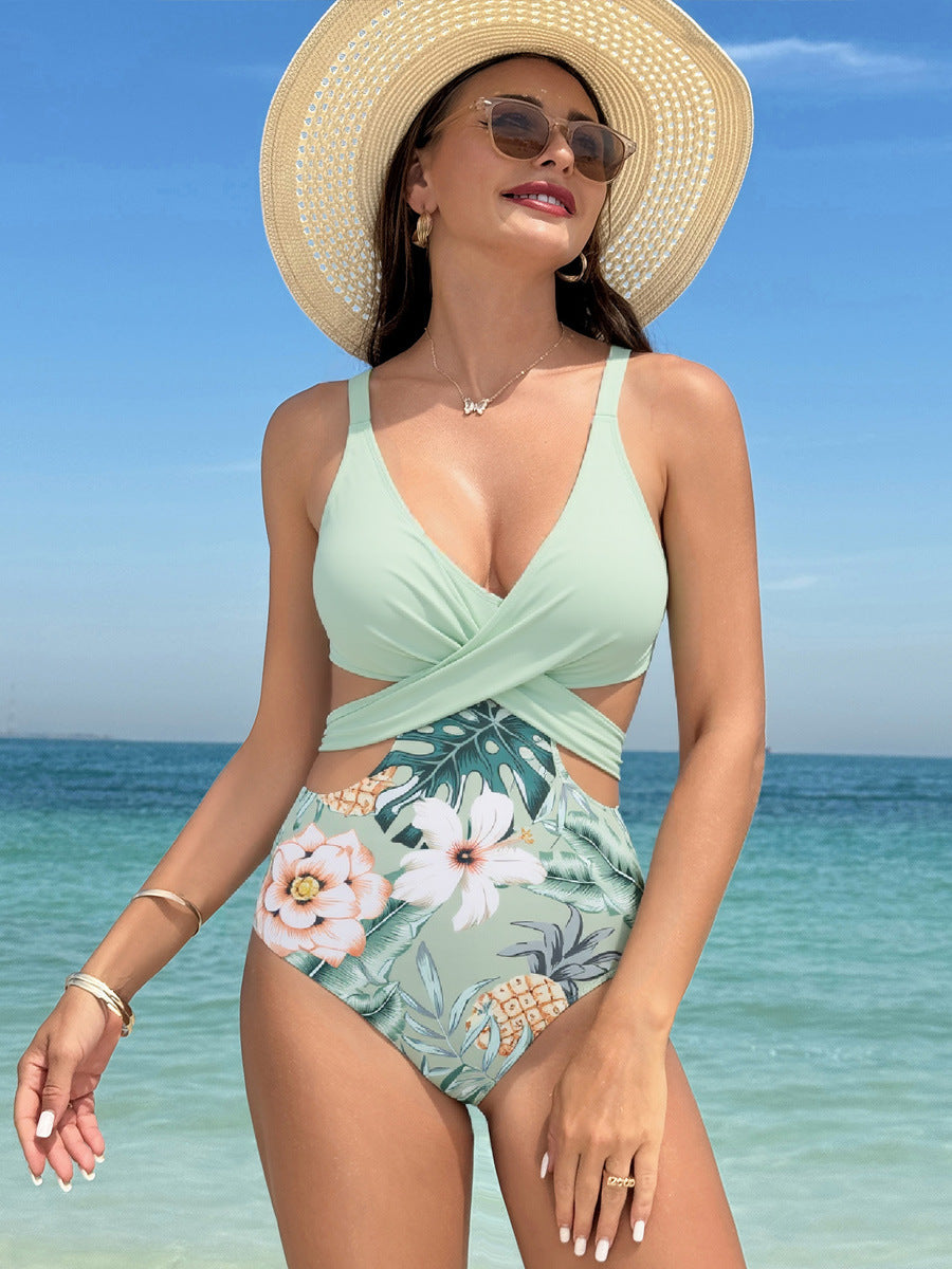 Women High-Cut Swimsuit with Fashionable Wrap Design Mune Fashion