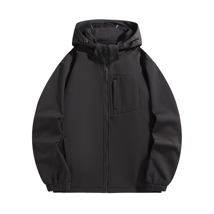 Men's Lightweight Softshell Hoodie Jacket with Water-Resistant Membrane and Chest Pocket Mune Fashion