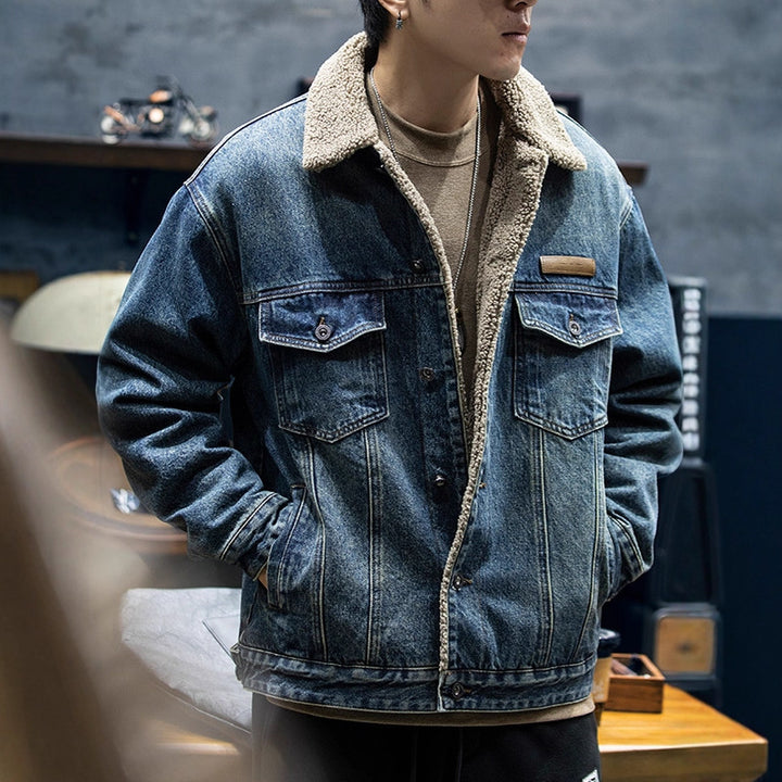 Men's Casual Denim Jacket with Teddy Lining Mune Fashion