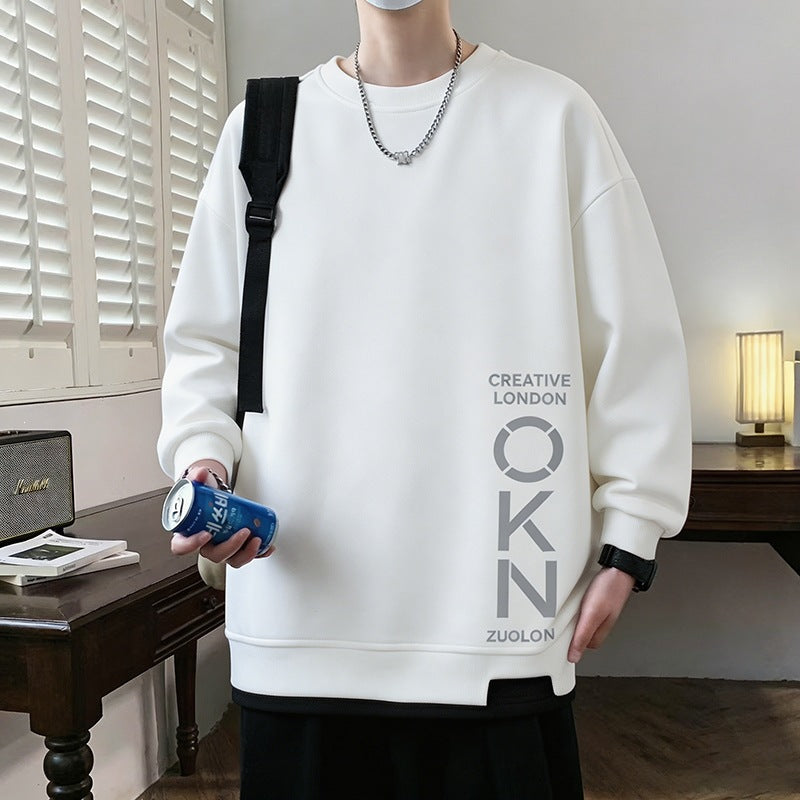 Men's Oversized sweatshirt with contrasting sleeves, round neck & label patch Mune Fashion