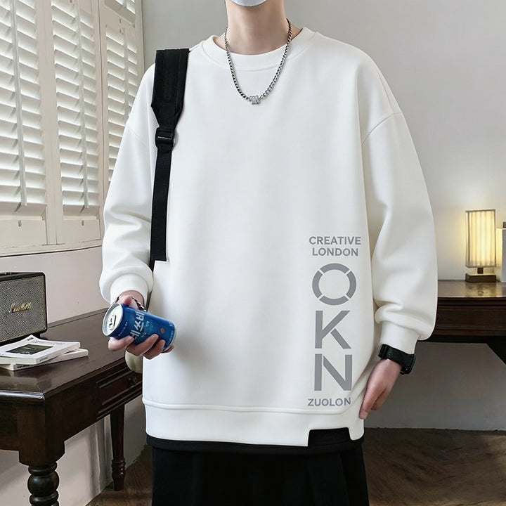 Men's Oversized sweatshirt with contrasting sleeves, round neck & label patch Mune Fashion