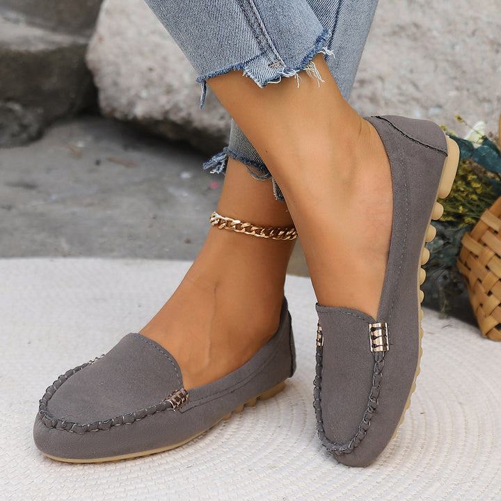 Women's Comfortable Moccasins made of Microfiber with Non-Slip Nubby Sole Mune Fashion