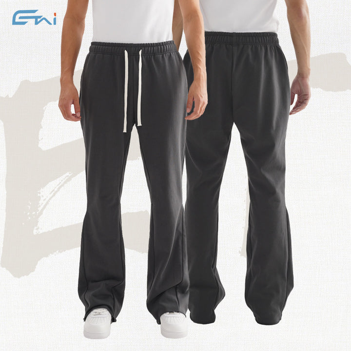 Women Flared Sweatpants with Wide Leg, Elastic Waistband and Drawstring Mune Fashion
