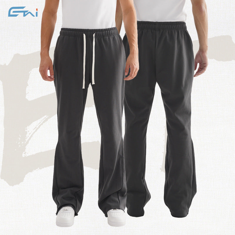 Women's Flared Sweatpants with Wide Leg, Elastic Waistband and Drawstring Mune Fashion
