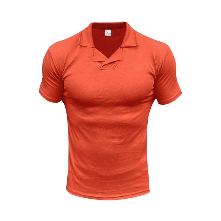Men's slim fit short sleeve polo with open shirt collar and elastic cotton stretch Mune Fashion
