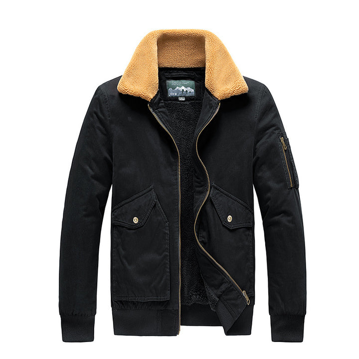 Men's Pilot Blouson with Sherpa Lining and Turn-Down Collar Mune Fashion