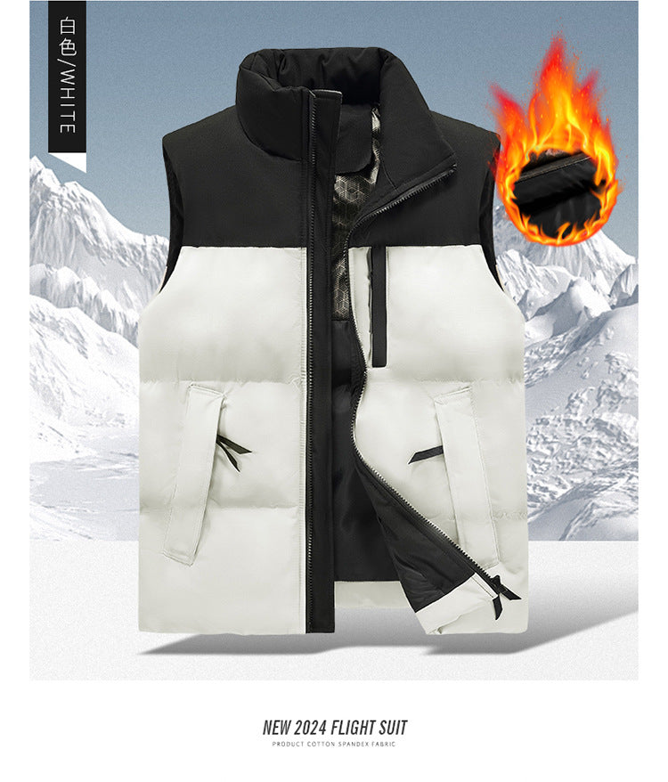 Men's quilted thermo padded vest with high stand-up collar, wind and water-repellent outer shell Mune Fashion