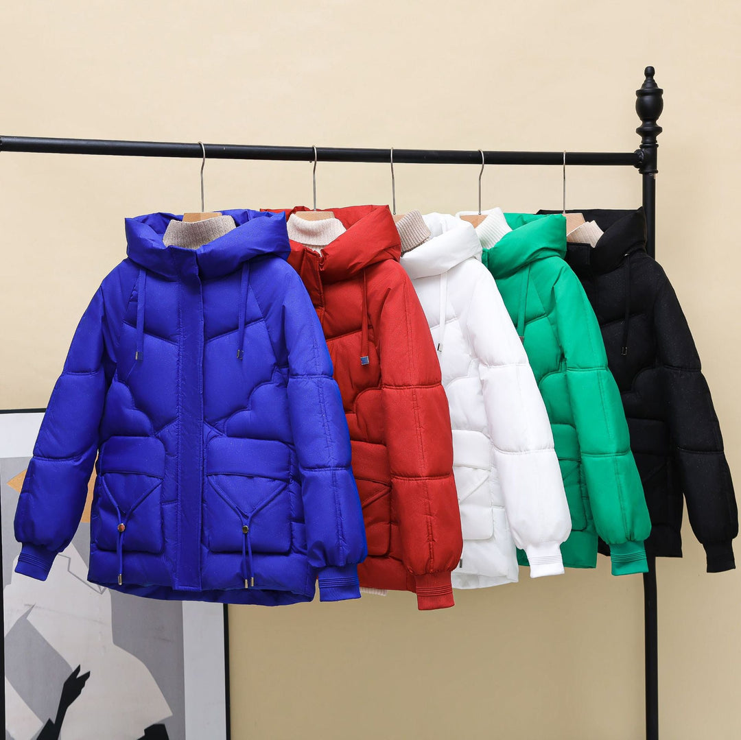 Women's Padded Winter Jacket with Hood and Heart Details Mune
