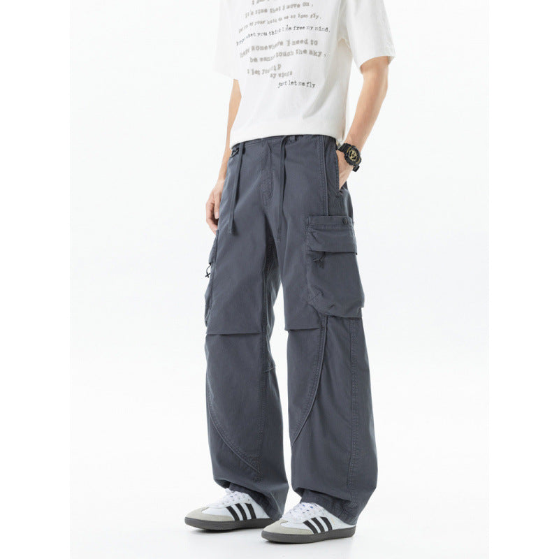 Men's Loose Cargo Pants in Baggy Cut with Utility Pockets and Drawstring Waist Mune Fashion