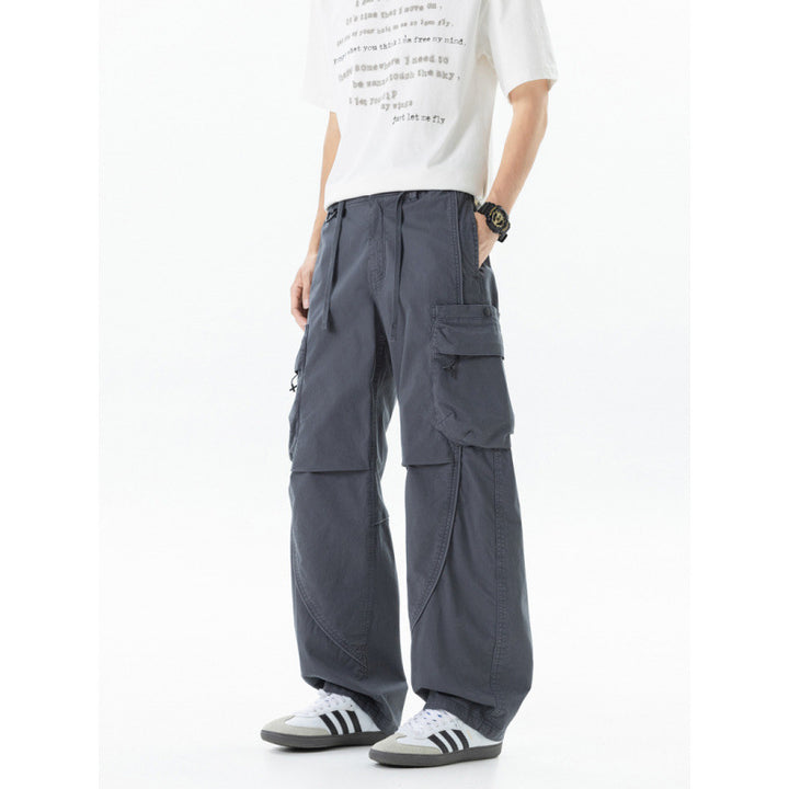 Men's Loose Cargo Pants in Baggy Cut with Utility Pockets and Drawstring Waist Mune Fashion