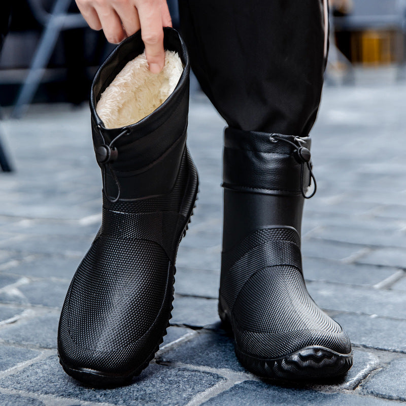 Men's Functional Waterproof Ankle Rain Boots with Adjustable Cuff Mune Fashion