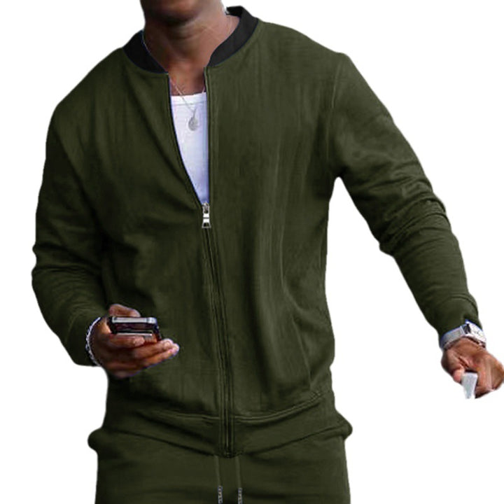 Men's minimalist bomber jacket with full-zip, ribbed stand collar & side pockets Mune Fashion