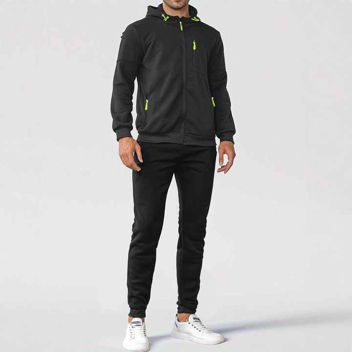 Men's nan technical hoodie jacket with full front zipper, chest pocket with zipper and elastic cuffs Mune Fashion