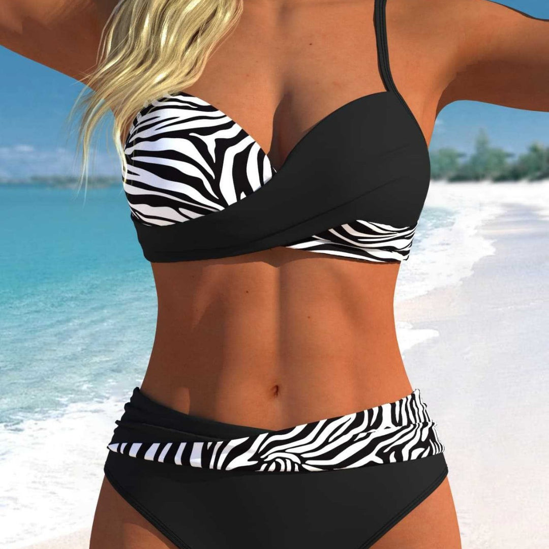 Women’s bikini set with floral wrap pattern and comfortable high-waist briefs Mune Fashion