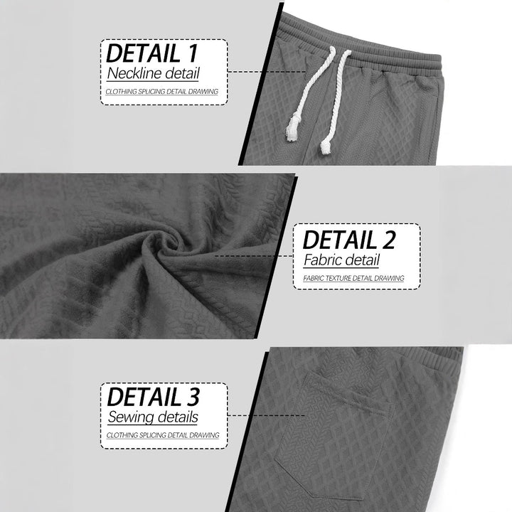 Men's patterned knit leisure set with half-button stand collar suede elbow patches and drawstring joggers Mune Fashion