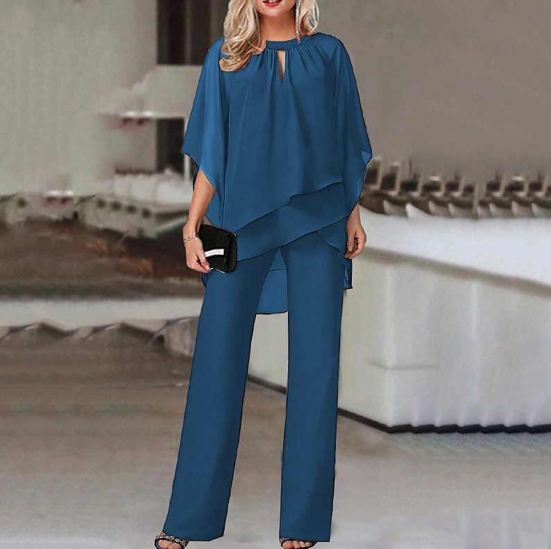 Mune Fashion | Elegant Cotton Chiffon Set [Top + Pants]