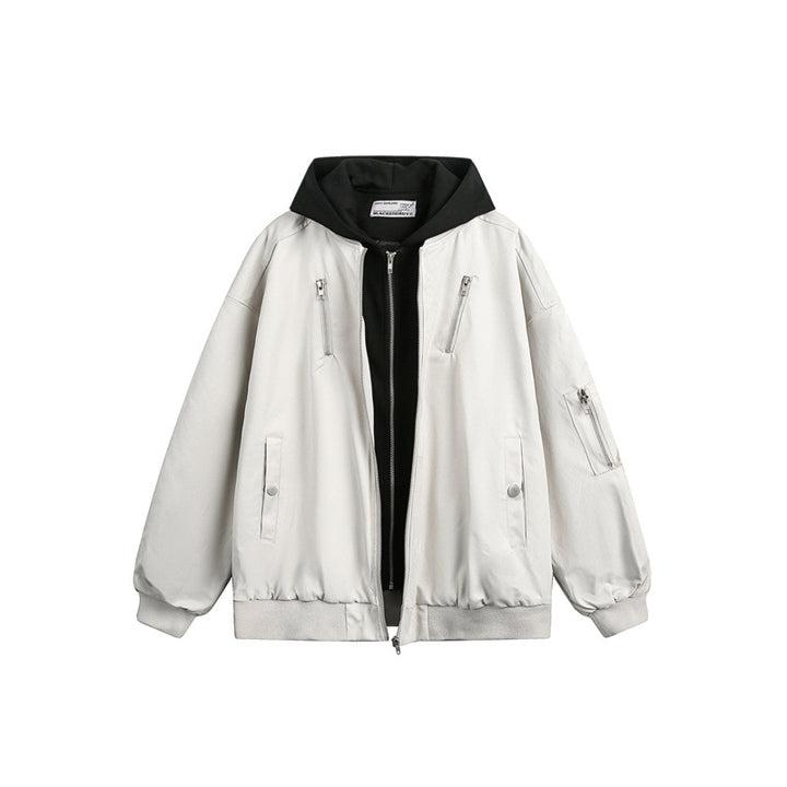 Unisex Boxy Bomber Jacket with integrated hood layer and multifunctional pockets Mune Fashion