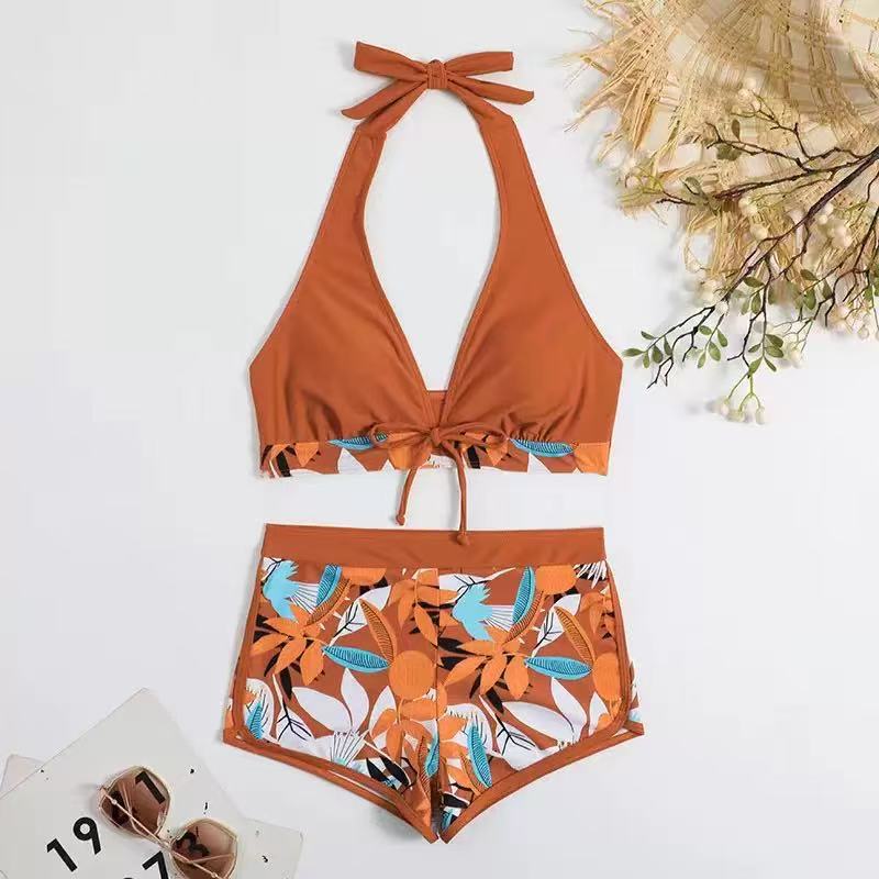 Women's bikini set with fashionable triangle top and sporty high-waisted bottoms Mune Fashion