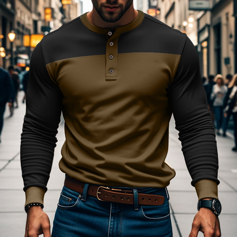 Men's functional Henley long-sleeve shirt with raglan sleeves, reinforced button placket, and tailored fit Mune Fashion