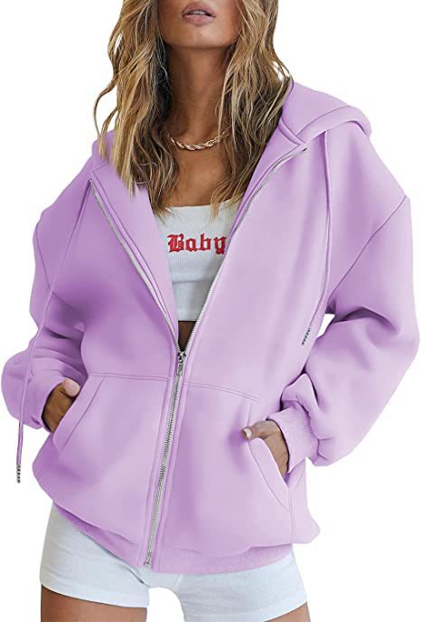 Women oversized hoodie jacket with full zip and kangaroo pockets Mune Fashion