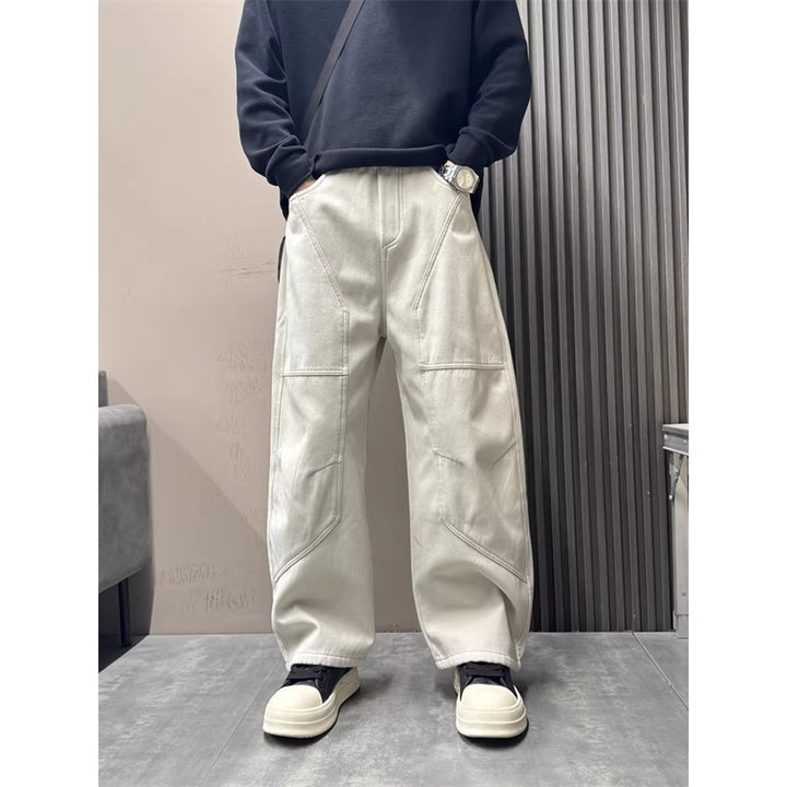 Men's Wide Cargo Pants in Baggy Style with Knee Reinforcement and Patch Pockets Mune Fashion