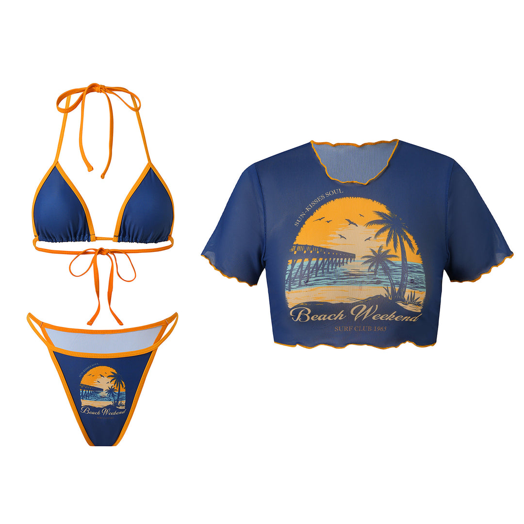 Women's crop top and bikini set with fruity design Mune Fashion
