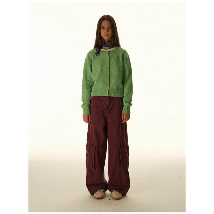 Women's Baggy Cargo Pants with High Waist, Large Flap Pockets and Reinforced Seam Panels Mune Fashion