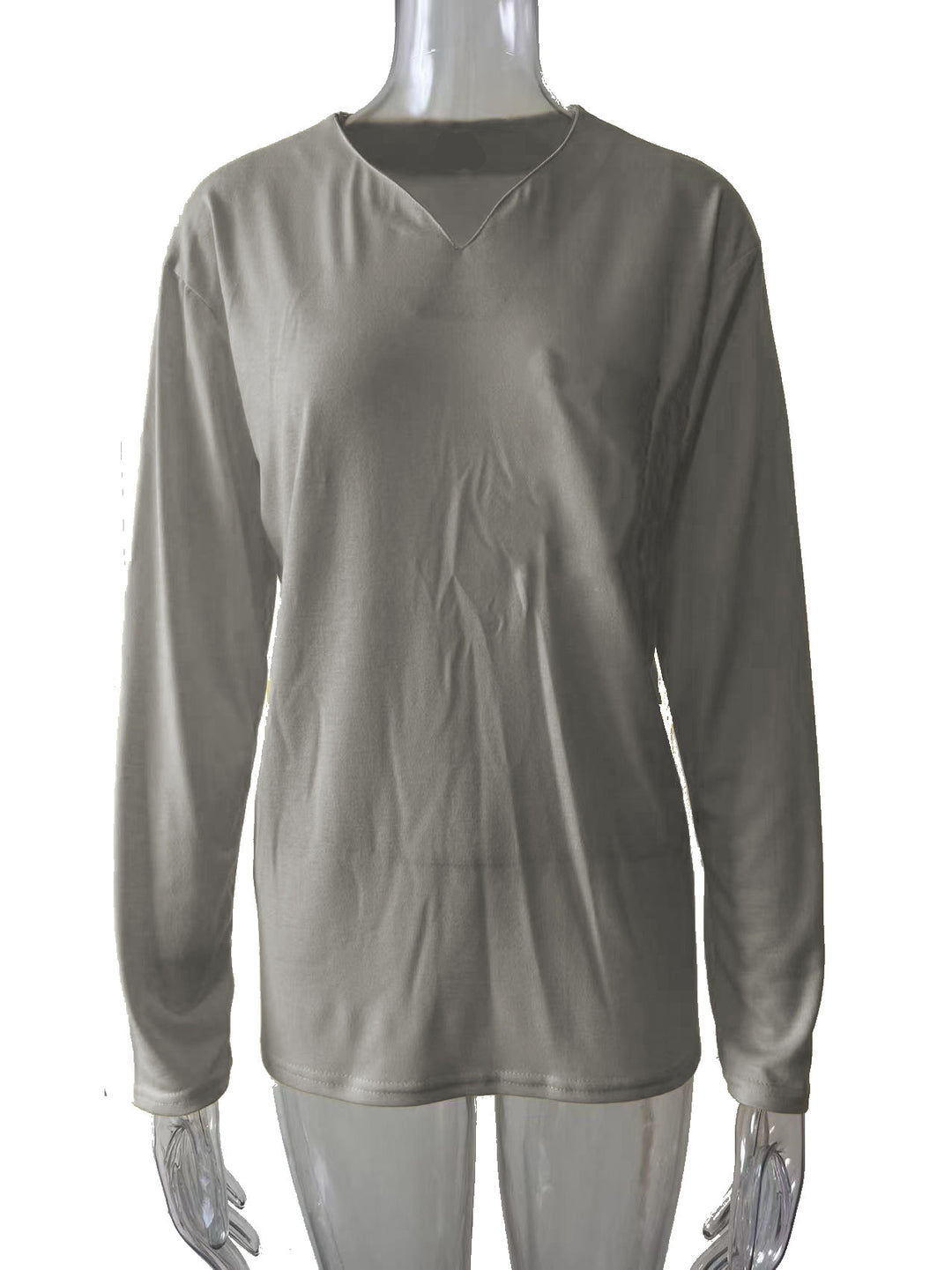 Women nan legeres Long-sleeve shirt with V-notch neckline, chest pocket, and relaxed oversized fit Mune Fashion