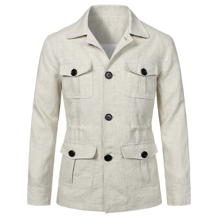 Men's Safari Linen Jacket with four patch pockets Mune Fashion