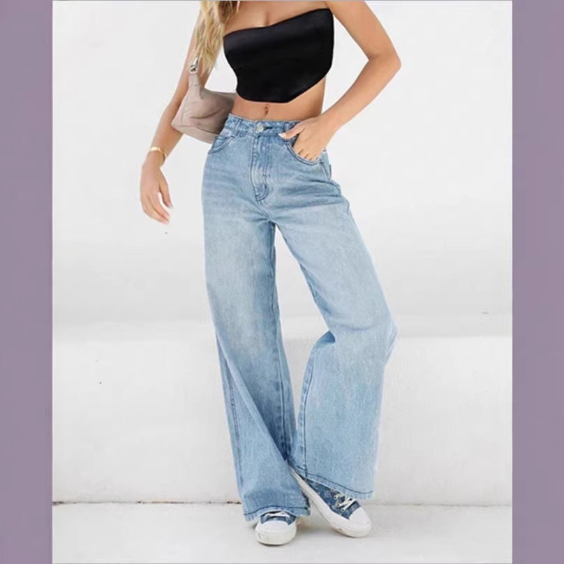 Women's wide high-waist jeans pants in palazzo style Mune Fashion