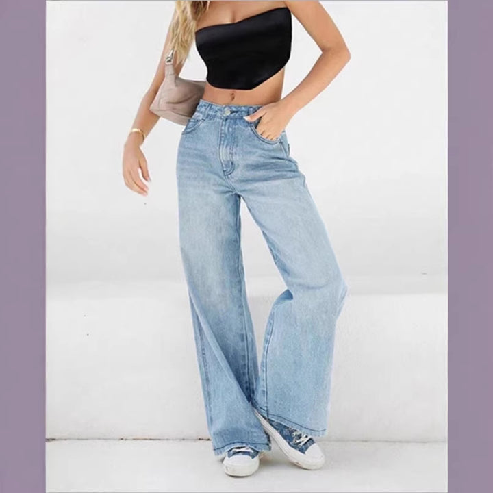 Women's wide high-waist jeans pants in palazzo style Mune Fashion
