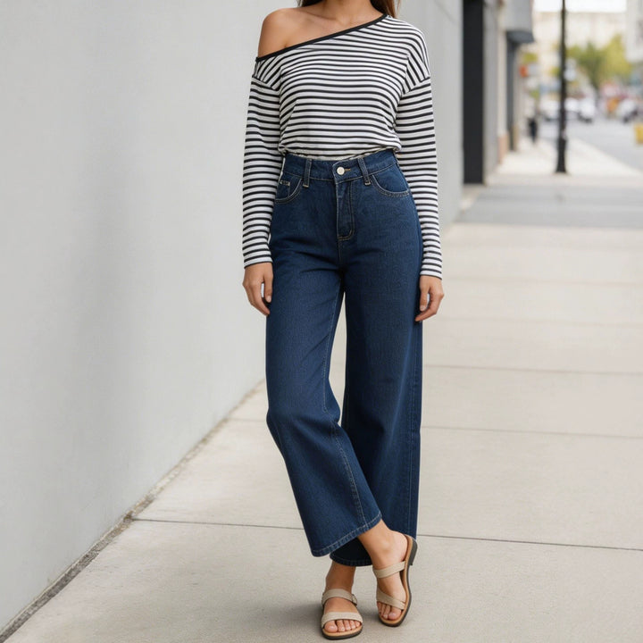 Women nan High-Waist Wide-Leg Jeans with wide leg and classic five-pocket cut Mune Fashion