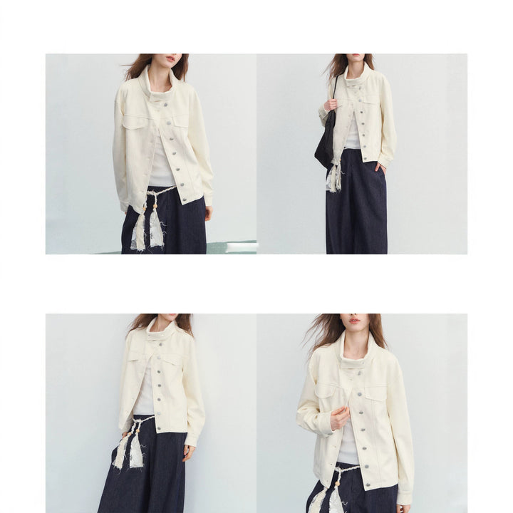 Women's Fashionable Transitional Jacket with High Neck Mune Fashion