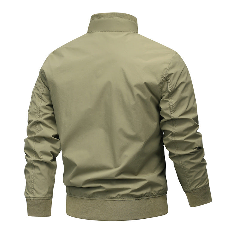 Men's Lightweight Utility Bomber Jacket with Arm Pocket and Mesh Lining Mune Fashion